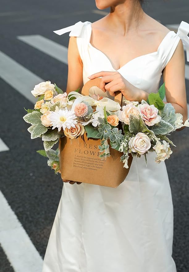 Serra Flora Artificial Flowers Rose 32pcs Silk Mix Peony Daisy Hydrangea Fake - Image 5