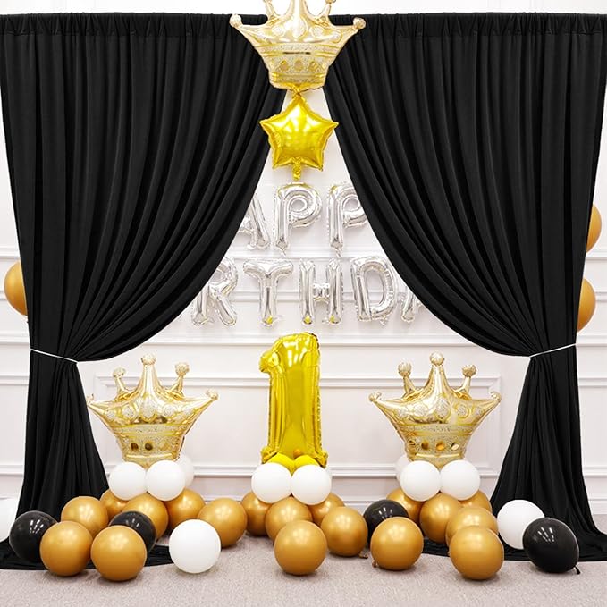 30 ft x 10 ft Wrinkle Free Black Backdrop Curtain - Image 8