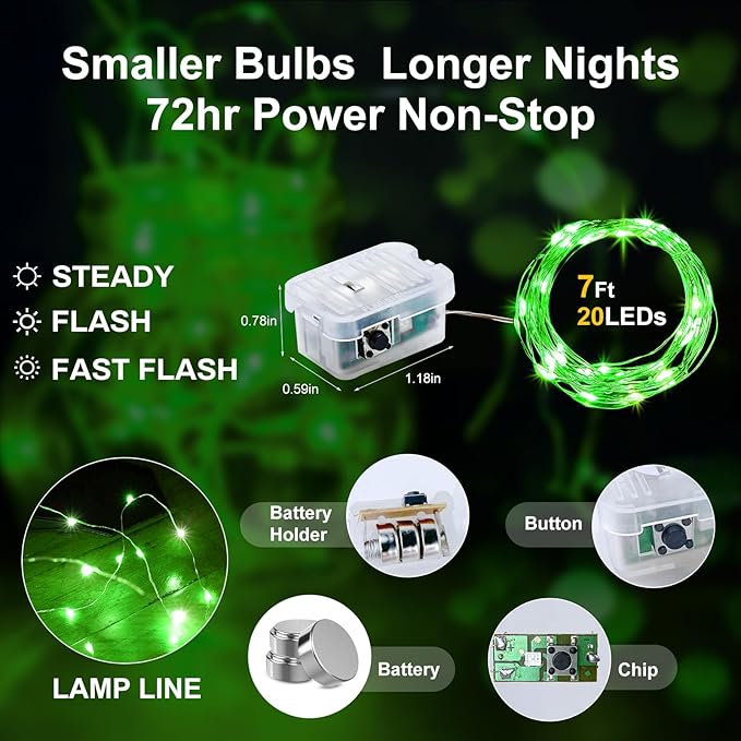 Aogist 12 Pack Fairy Lights 3 Modes 7ft 20 LED Waterproof, Battery Operated - Image 3