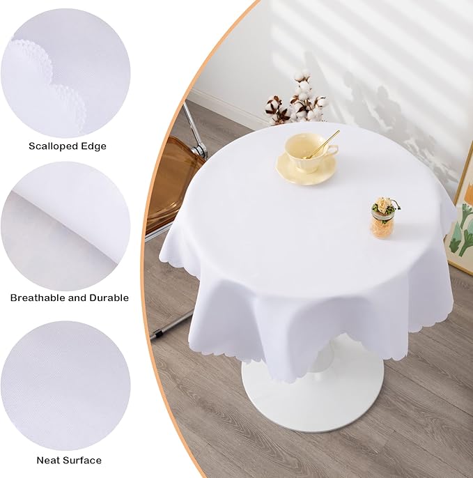 Square White Tablecloth 43 x 43 Inch Polyester Fabric Washable Table Cloth - Image 4
