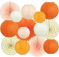 15Pcs Autumn Pink and Orange Party Decorations, Hanging Orange Paper Lanterns by Peywot