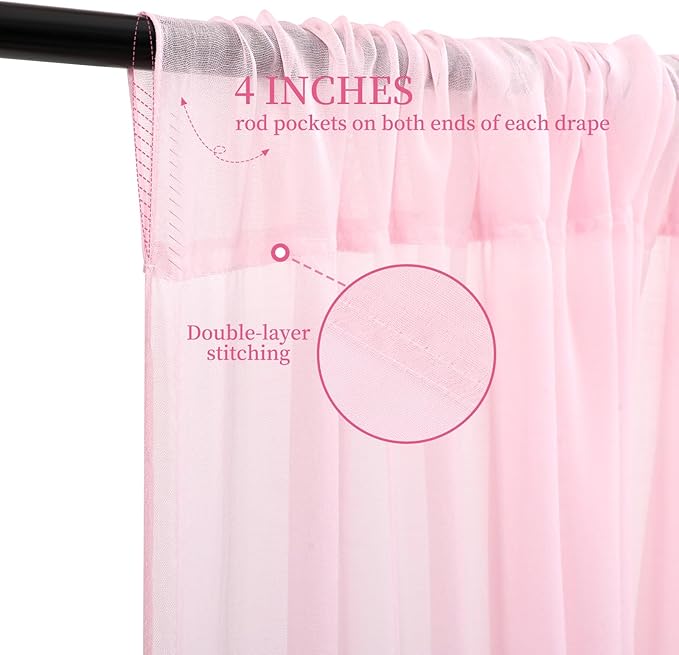 6 Panels Pink Ceiling Drapes for Wedding, 5ftx40ft Ceiling Drapes Cheesecloth - Image 3