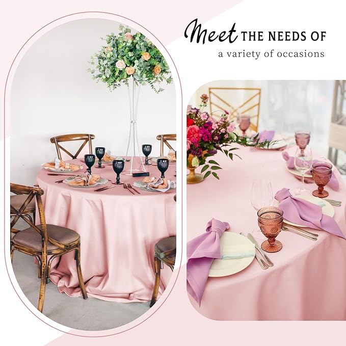 6 Packs Satin Tablecloth 120 Inch Rose Gold Round Table Cloth Silk Tablecloth - Image 3