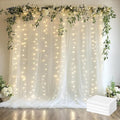 Tulle Backdrop Curtain with Lights String 20 X 10FT Ivory Sheer Tulle Backdrop by Xiomot