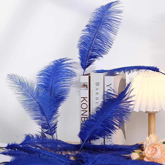 YAKRUNA 30PCS Royal Blue Ostrich Feathers Bulk 12-14 Inches - Image 5