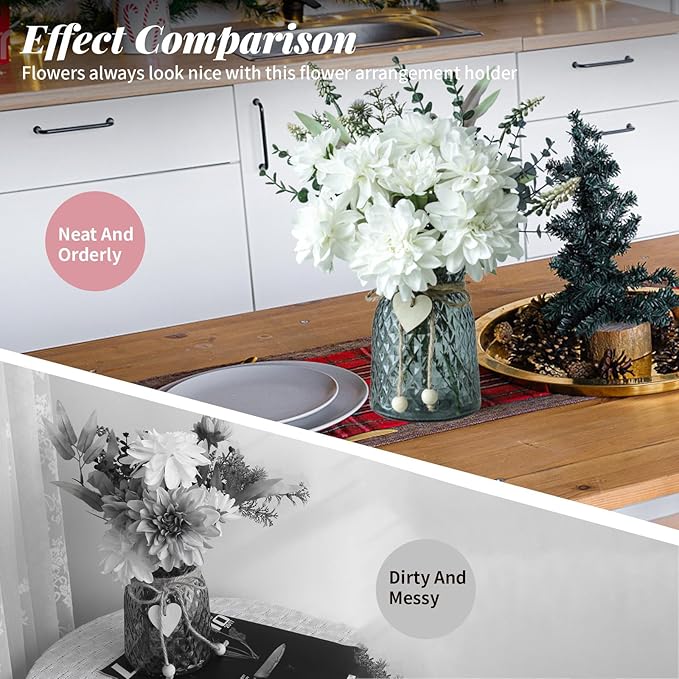 Fake Flowers in Vase, 8 Dahlias, Silk Artificial Flowers in Vase, Centerpiece - Image 4