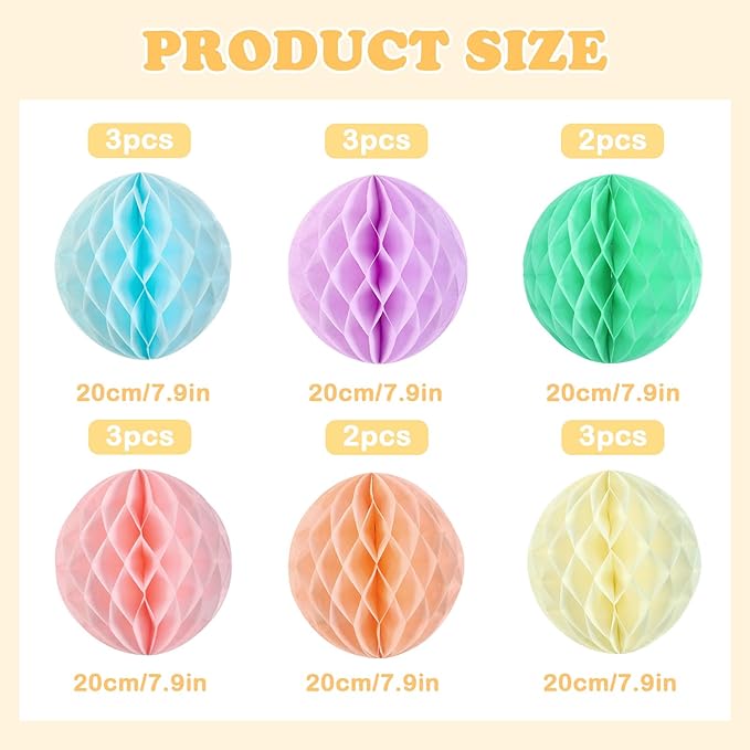 Hanging Honeycomb Decorations, Pastel Party Decorations, Rainbow Honeycomb - Image 2