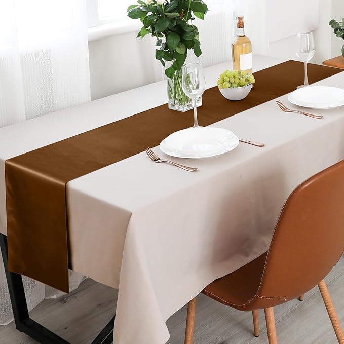 Aneco 12 Pack Satin Table Runner 12 x 108 Inch Fall Autumn Long Wedding Satin - Image 7