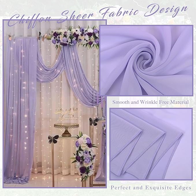 Wedding Arch Draping Fabric 2 Panels 20Ft Length x 28" Width Lilac Arch Drapes - Image 4