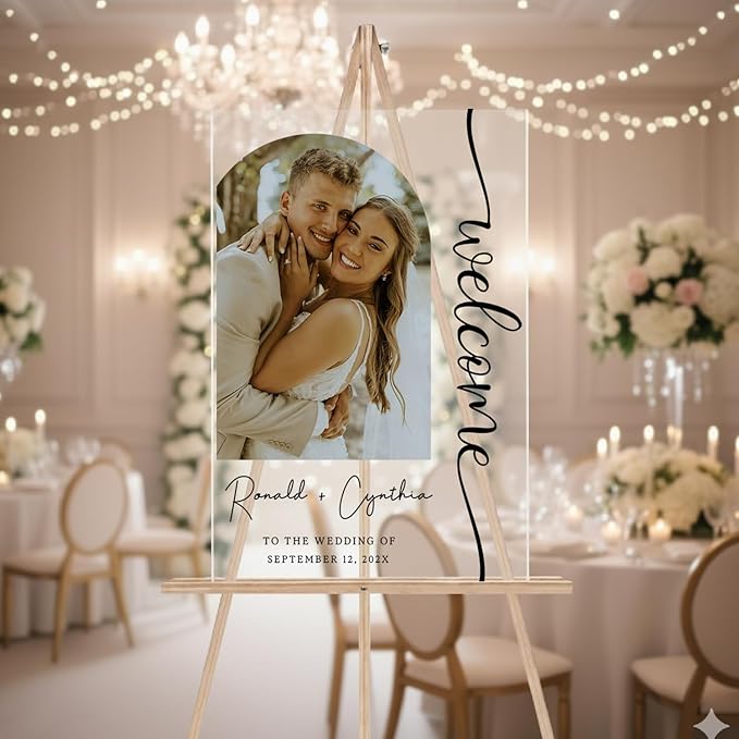 Personalized Wedding Photo Acrylic Welcome Sign – Custom Picture Board - Image 3
