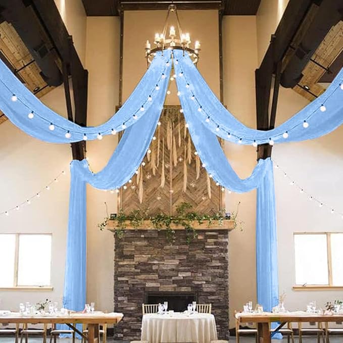 MODFUNS Baby Blue Ceiling Drapes Chiffon Ceiling Fabric Draping Fabric 5x30ft 4 - Image 5