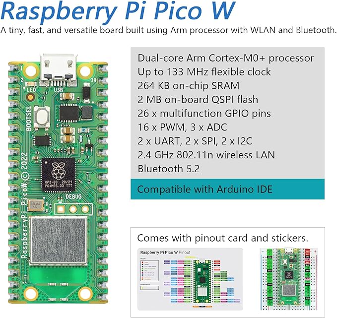 Freenove Basic Starter Kit for Raspberry Pi Pico W, Dual-core Arm Cortex-M0+ - Image 3