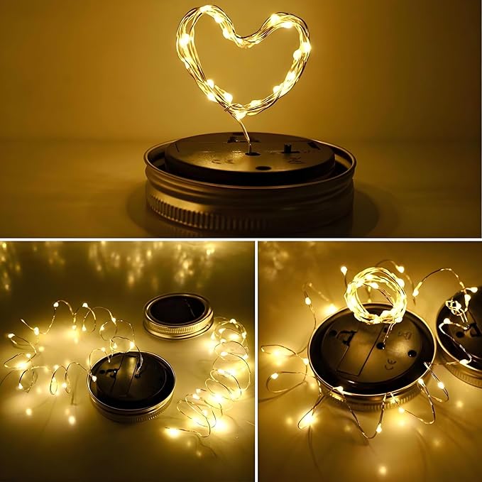12 Pack Solar Mason Jar Lights for Outside, 30 LED Solar Mason Jar Lids Fairy - Image 5