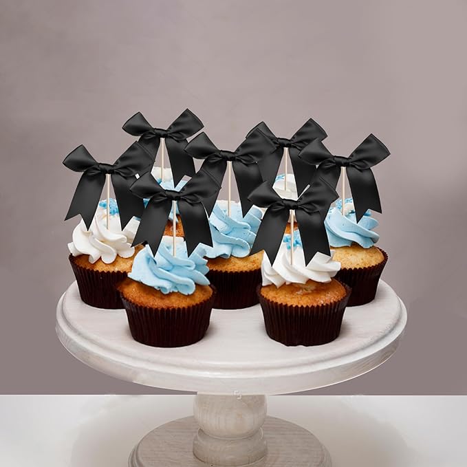 24 PCS Bow Cupcake Toppers Bowknot Cake Toppers Bow Cupcake Picks Bowknot - Image 4