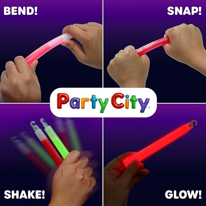 Party City Multicolor Glow Sticks Bulk Pack 6”- 25pk Glow in the Dark Sticks - Image 3