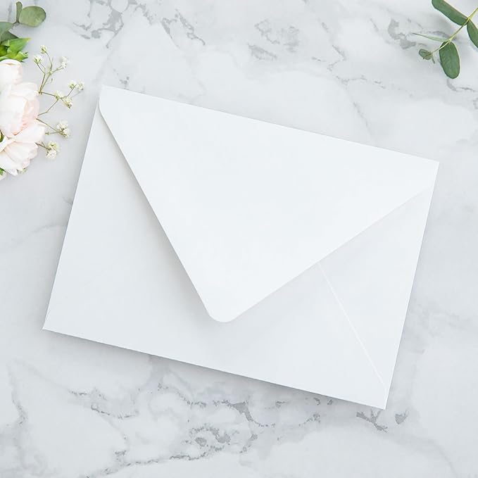 PONATIA 50PCS A7 Euro Flap White Envelope, 5.25 x 7.25'' Dusty Blue Flowers - Image 8