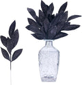 GREENTIME 12 Pack Artificial Black Glitter Leaves 13" Fake Decorative Glitter by Greentime