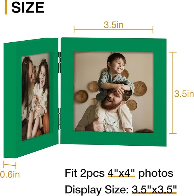 decorUhome Double 4x4 Picture Frame Vertical, Engineered Wood Bifold Photo Frame - Image 4