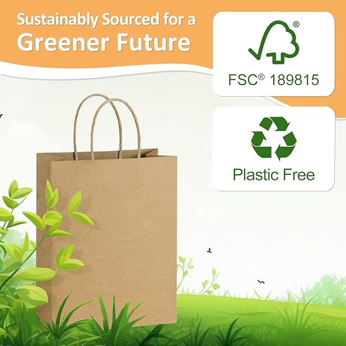 BagDream 50Pcs Gift Bags 8x4.25x10.5 Kraft Paper Gift Bags - Image 7
