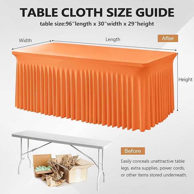 Wish Care 6 Pack Orange Spandex Table Clothes - Image 3