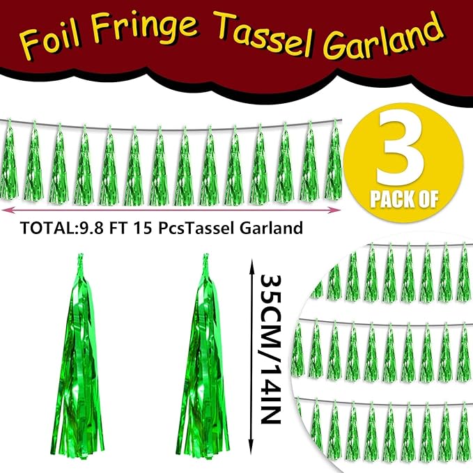 3P Metallic Fringe Tassel Banner Garland Foil Tinsel Streamer Wall Hanging - Image 2