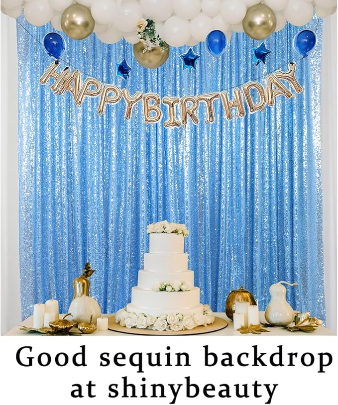 ShinyBeauty Sequin Curtains 2 Panels Baby Blue 4x10ft Shimmer Sequin Backdrop - Image 6