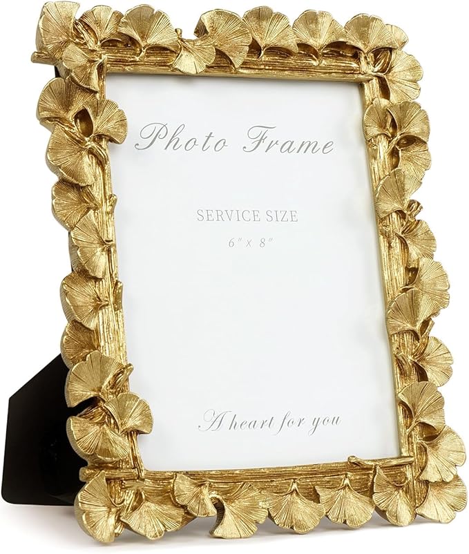 Cuspin 6x8 Picture Frame Gold, Vintage Ornate Leaf Textured Hand-Crafted Resin by Cuspin
