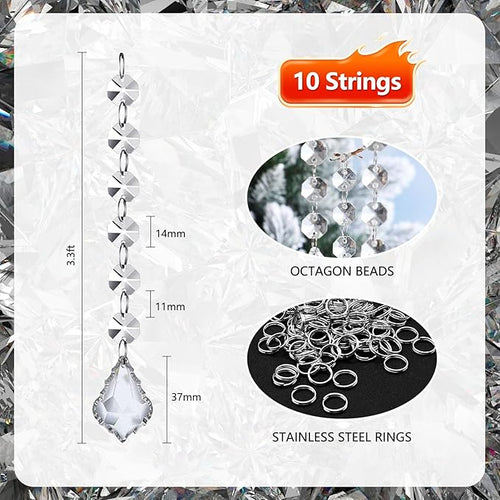 10 PCS Crystal Garland Strands, 33ft Hanging Crystal Strings - Image 2
