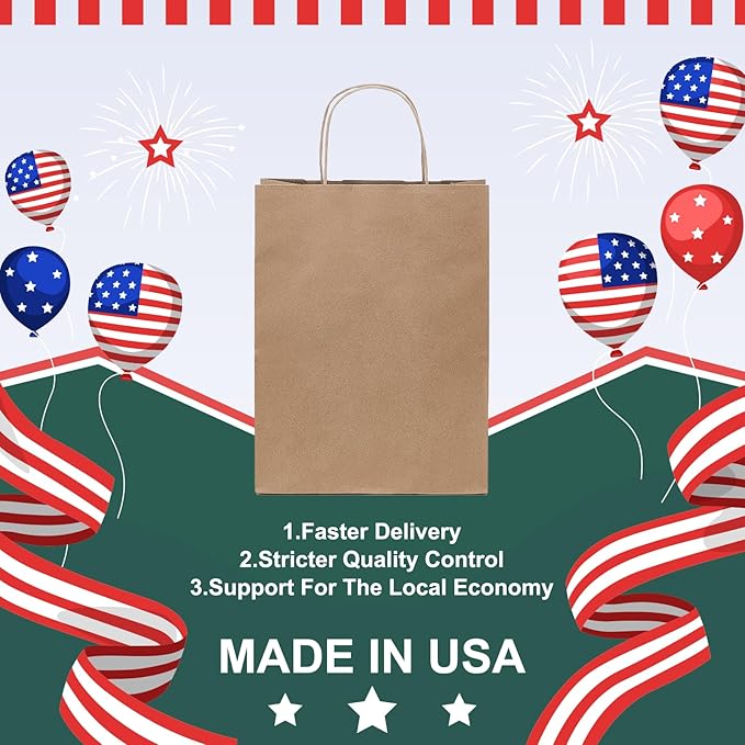 METRONIC Paper Gift Bags 8x4.25x10.5 100Pcs Brown Paper Bags - Image 2