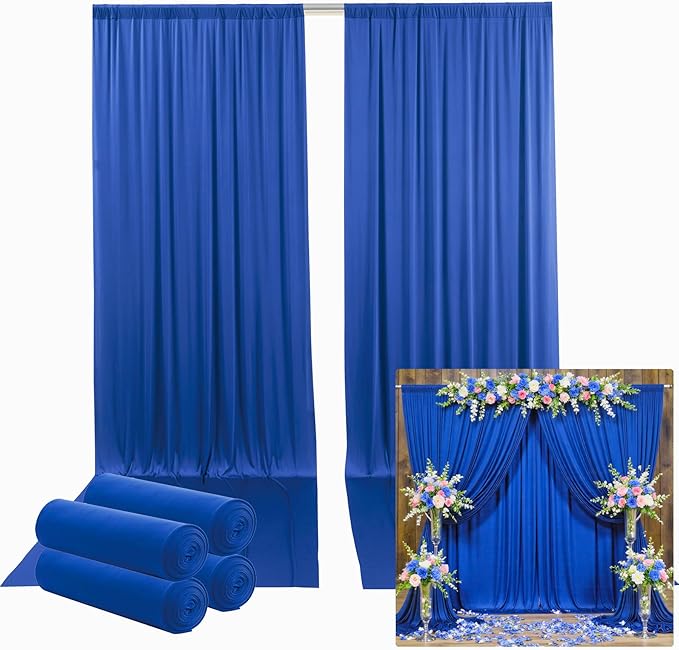 20ftx12ft Wrinkle Free Royal Blue Backdrop Curtain, 4 Panels 12FT Height Royal - Image 9