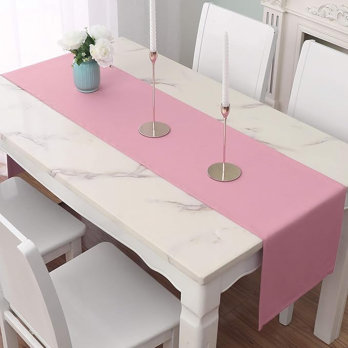 DUALIFE Baby Pink Table Runner 14x72 Inches, Romantic Rose Pink by DUALIFE