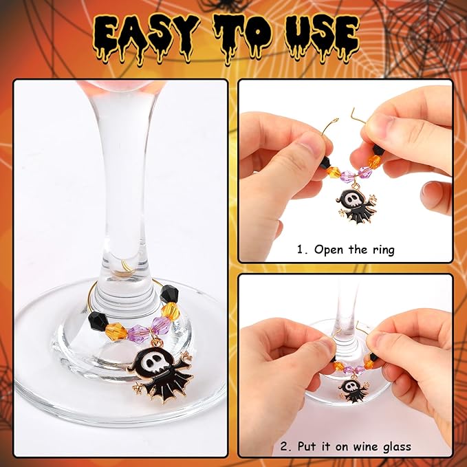 SANNIX 24Pcs Halloween Wine Charms, Wine Charms - Image 3
