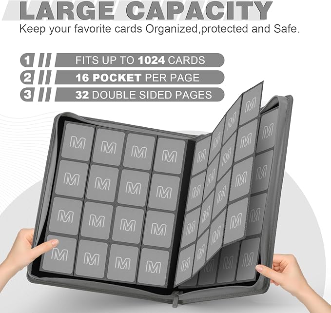 Premium Card Binder 16 Pocket, Trading Card Binder Holds up to 1000+Cards - Image 2