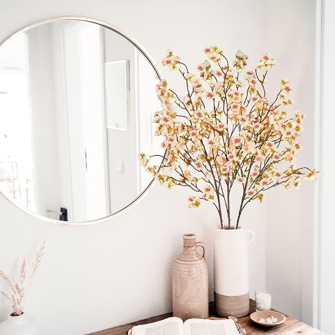Uieke 3PCS Silk Cherry Blossom Branches, 40.5in Artificial Cherry Blossom - Image 3
