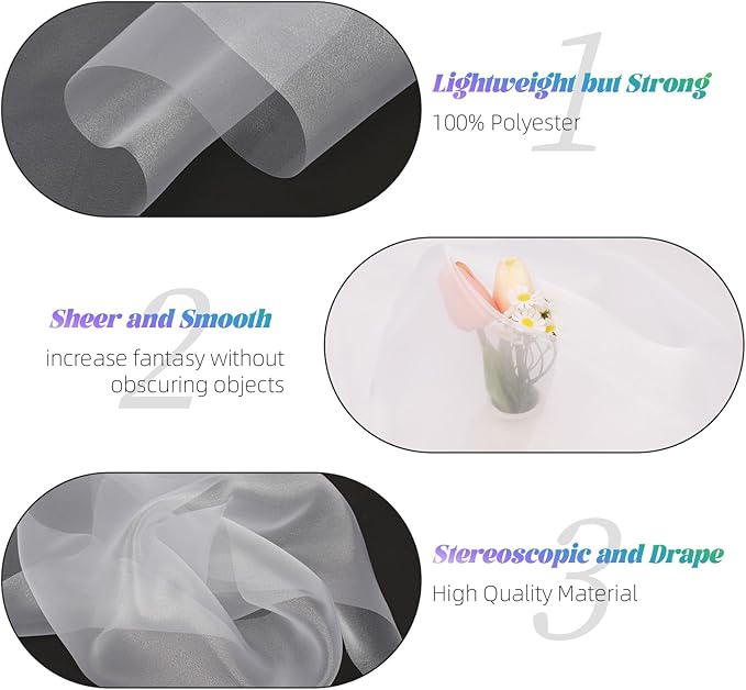 Crystal Organza Fabric Tulle 11 Inch by 50 Yards Sheer Tulle Rolls - Image 4