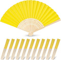 JOHOUSE 12 Pcs Paper Folding Hand Fans, 8.3 Inch Lemon Yellow Paper Fans by JOHOUSE