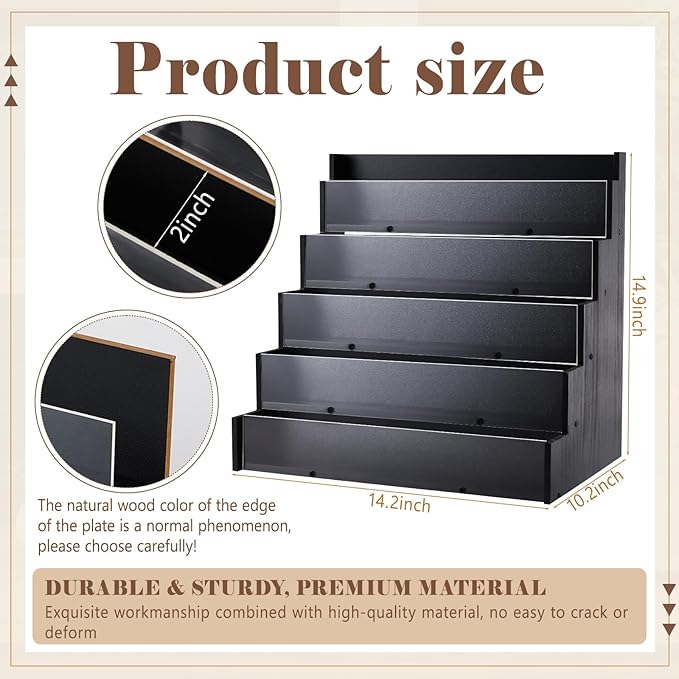 5 Tier Greeting Card Display Stand Black Bamboo and Acrylic Sticker Display - Image 2