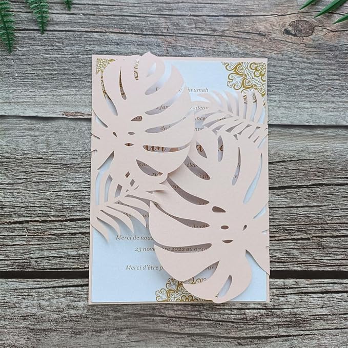 MillaSaw Flower Laser Cut Invitations Pink Plame Invitation Jacket - Image 2