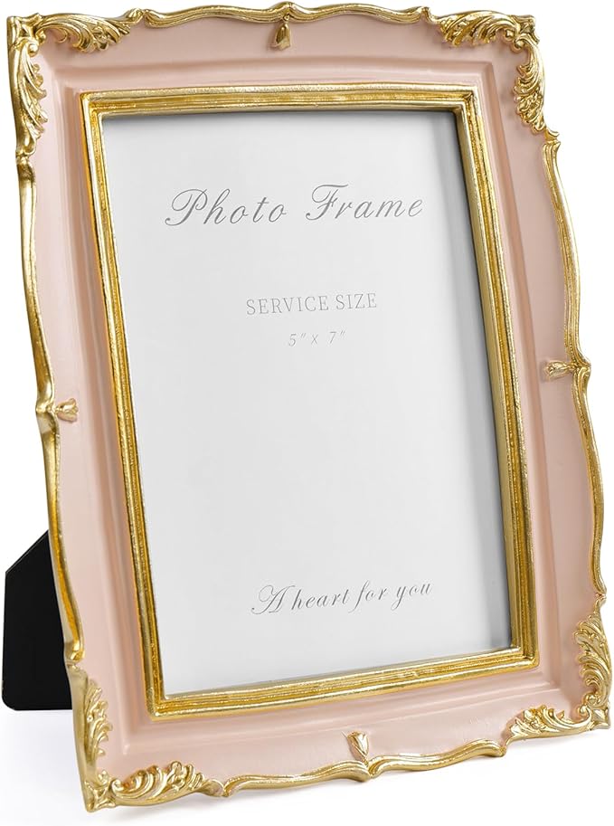 Cuspin Vintage Pink 5x7 Picture Frame, Ornate Textured Hand-Crafted Resin Frame by Cuspin