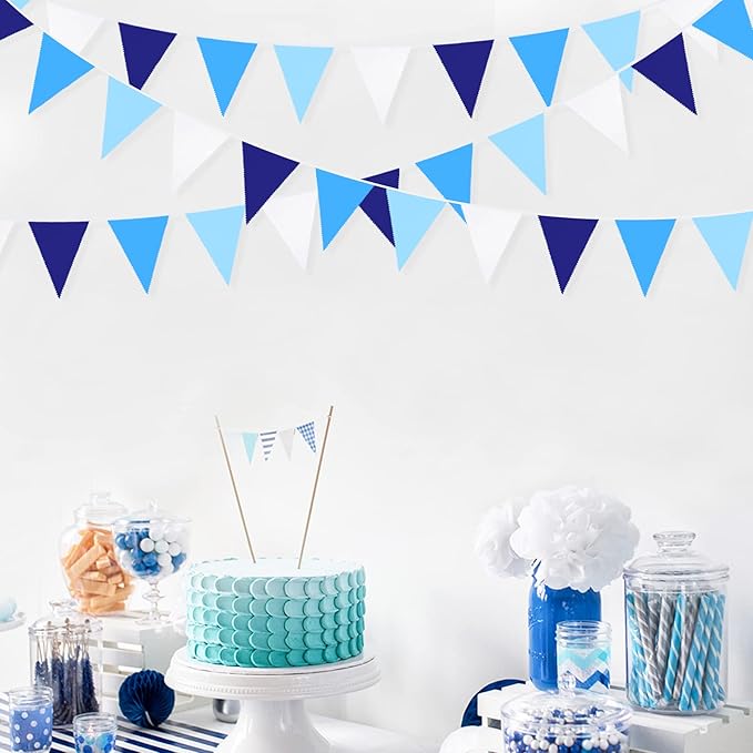 10M/32Ft Royal Blue Party Decorations Triangle Flag Pennant Bunting Fabric - Image 4