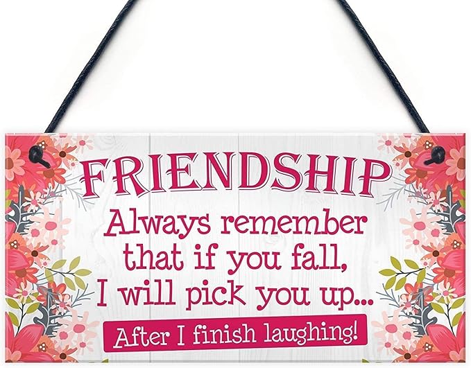 Rustic Wooden Signs Friendship Always Remember That if You Fall, I Will Pick by Eletina