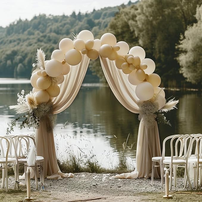 Wokceer Wedding Arch Draping Fabric Nude 3 Panels 28.7" x 20FT Sheer Drapes - Image 4