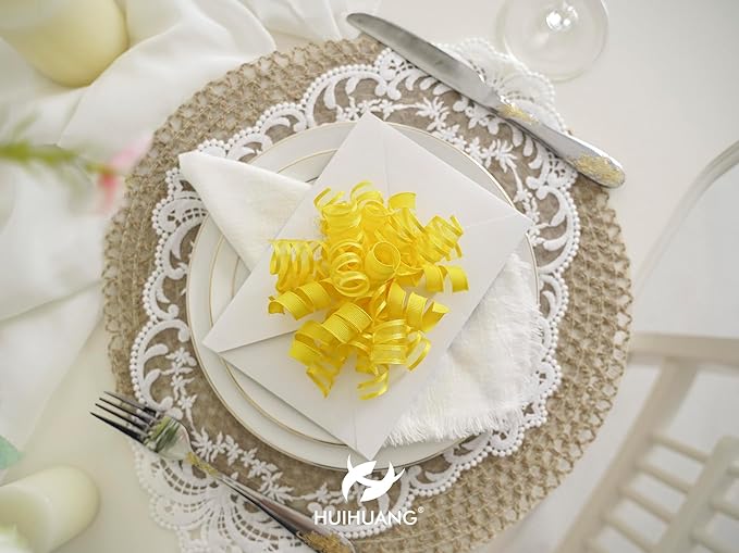 HUIHUANG Yellow Present Bows Gift Wrap Accessory Curly Ribbon Gift Bows 5 inch - Image 9
