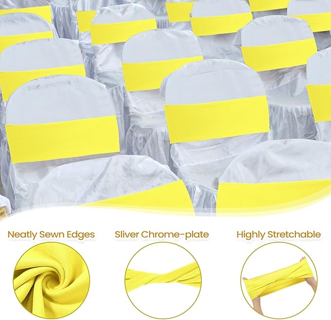 Kinlop 50 Pcs Spandex Chair Sashes Bows Chair Bands Slider Sashes - Image 3