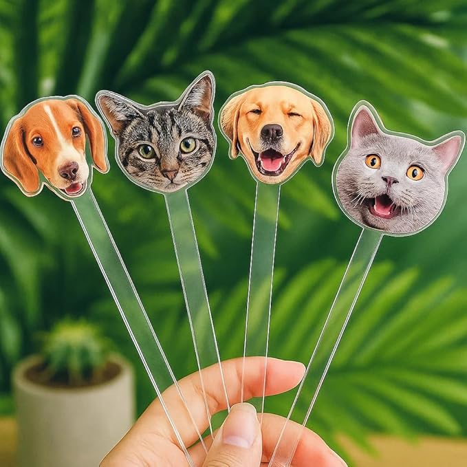 Custom 50 Pcs Double-Sided Wedding Pet Stir Sticks, Personalized Dog Cat Head by GiantBigHands