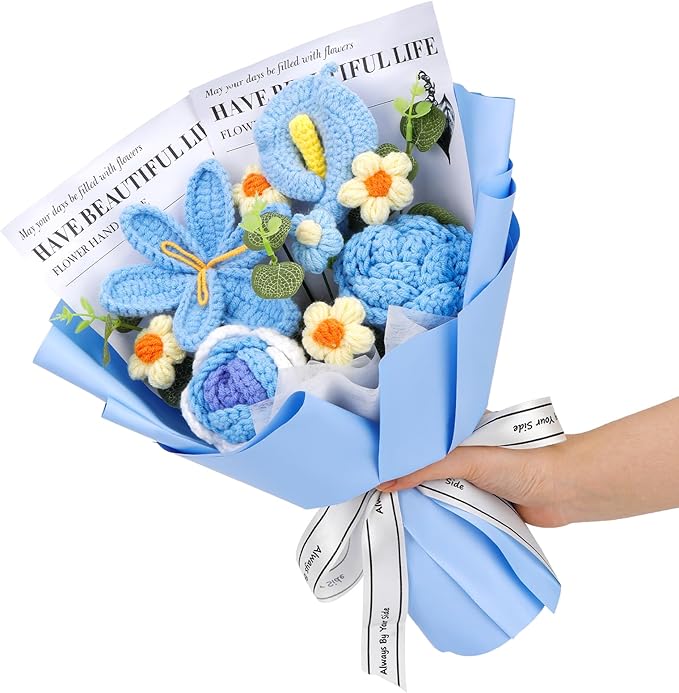 Crochet Flowers Bouquet, Handmade Crochet Flowers Knitted Bouquet, Tulips by KOGYXE