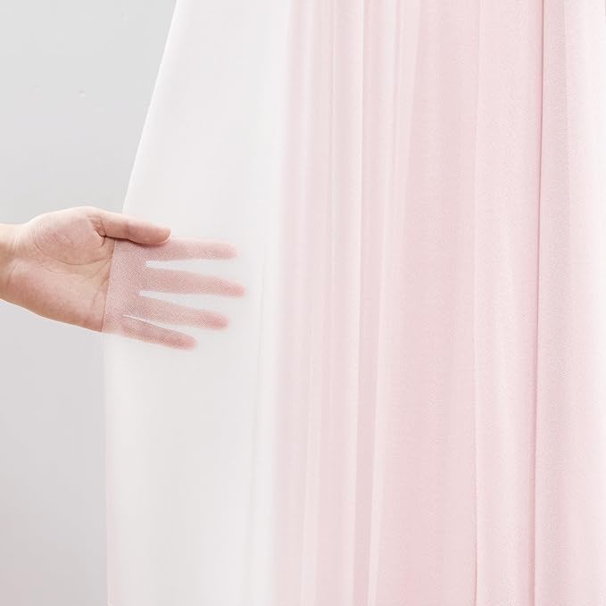 30" x 20Ft Wedding Arch Draping Fabric, 1 Panel Blush Sheer Curtain Drapes - Image 3