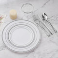 BESTVIP 450PCS Plastic Dinnerware Set, Anniversary, Includes: Dinner Plates by Bestvip