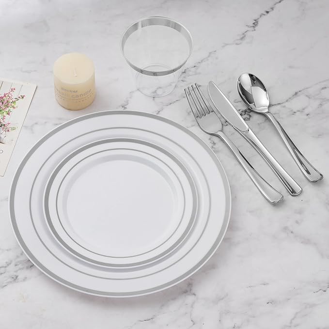 BESTVIP 600PCS Silver Dinnerware Set - Image 5