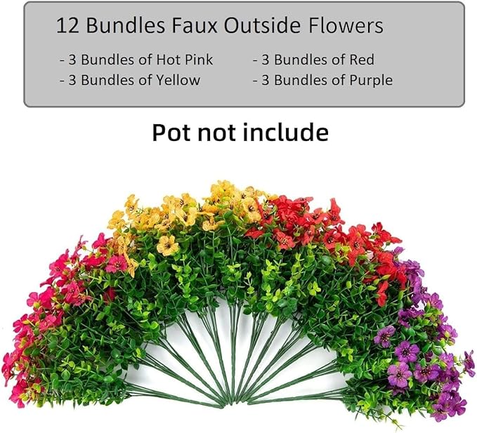 HyeFlora Artificial Flowers for Outdoor Indoor Garden Home Decoration, Faux - Image 3